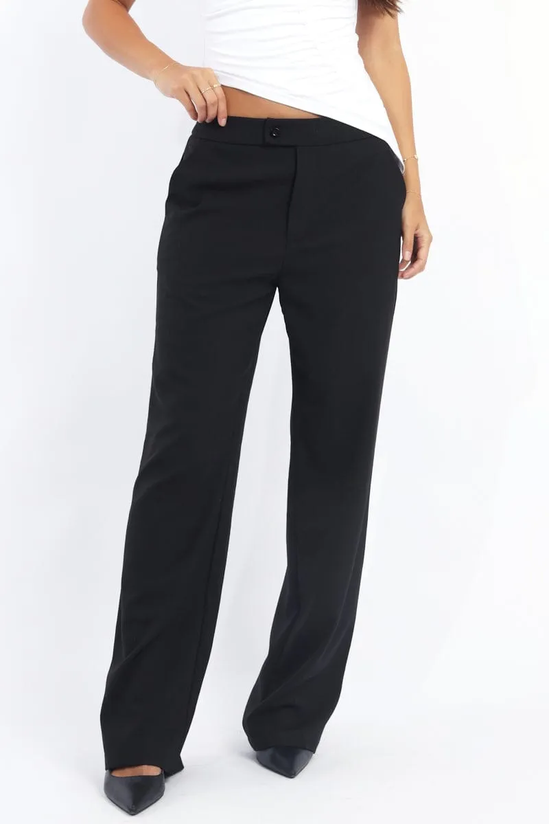 Multi Pocket System Lightweight Feel Black Slim Pant Straight Fit