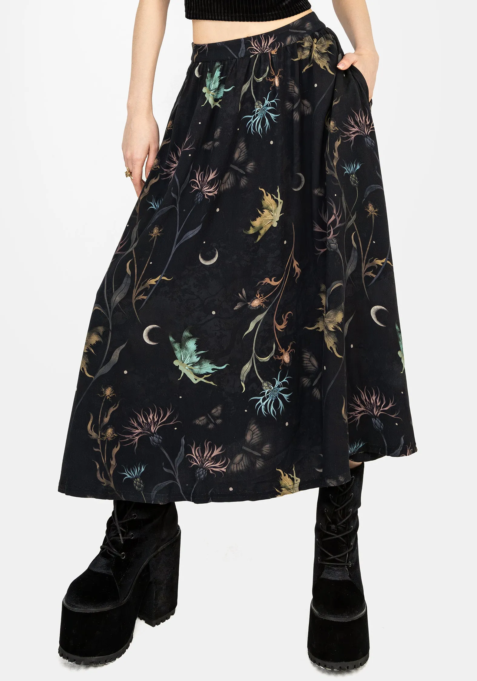 Rosanella Floral Print Midi Skirt Style Preview