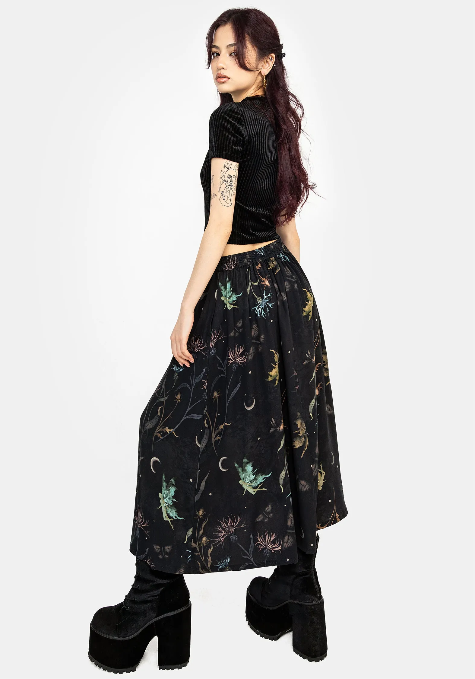 Dance Practice Rosanella Floral Print Midi Skirt