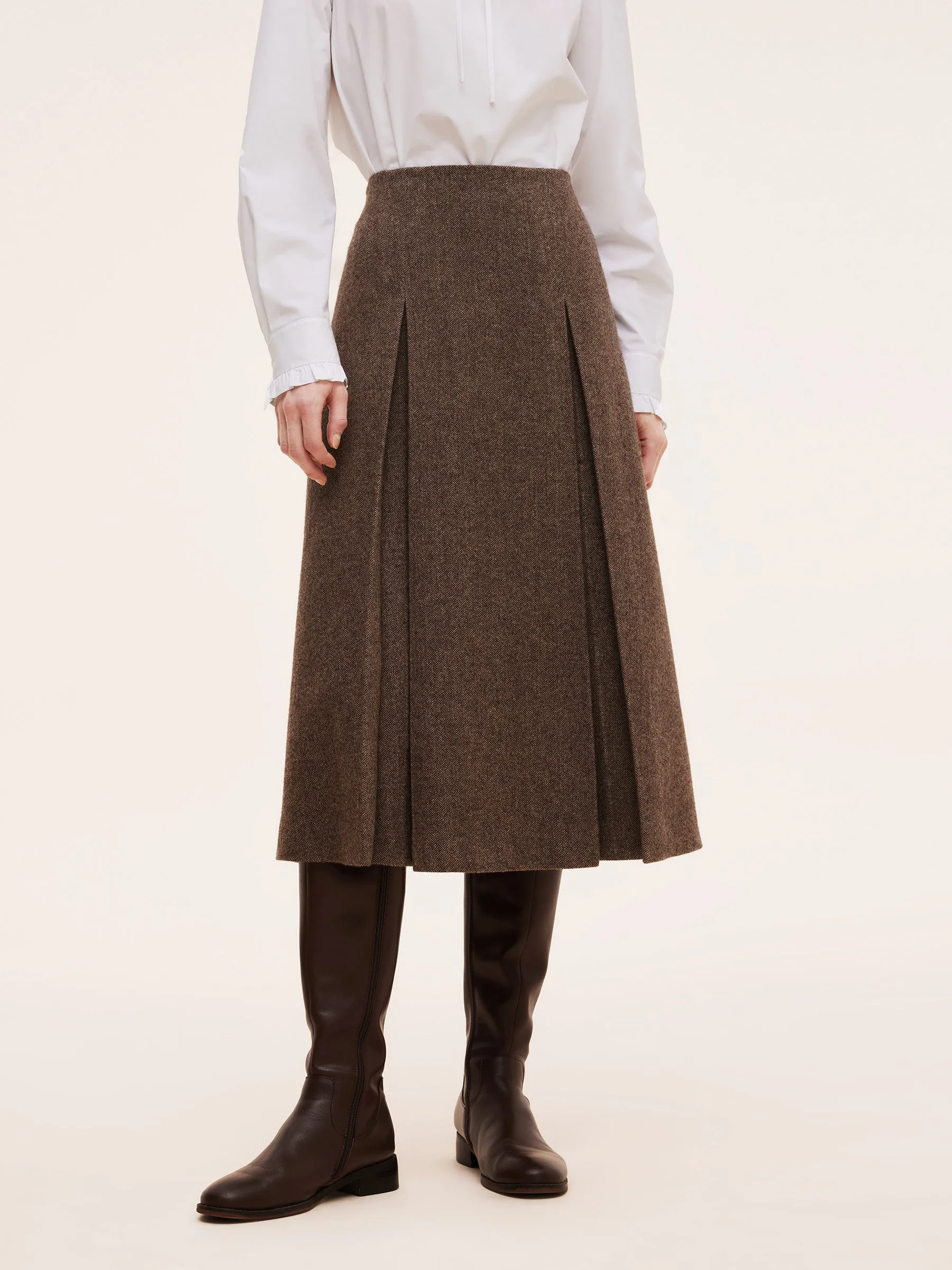 100% Washable Wool A-Line Women Skirt Weekend Fashion