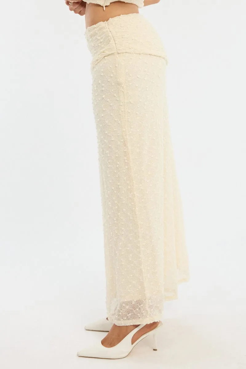 Stretchable Waist Playful Vibe Yellow Maxi Skirt Textured Gathered Waist Stretch Lined