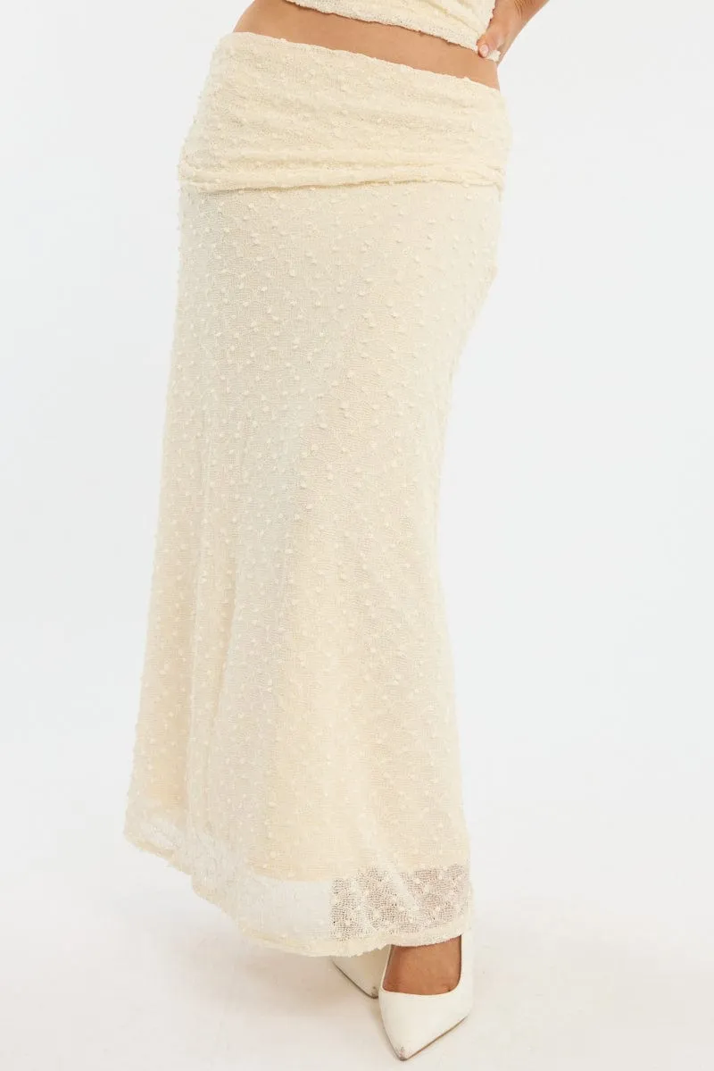 Yellow Maxi Skirt Textured Gathered Waist Stretch Lined Quick Fit Dust Proof Fabric