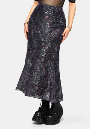 Haunt Medieval Printed Asymmetric Midaxi Skirt Matte Finish