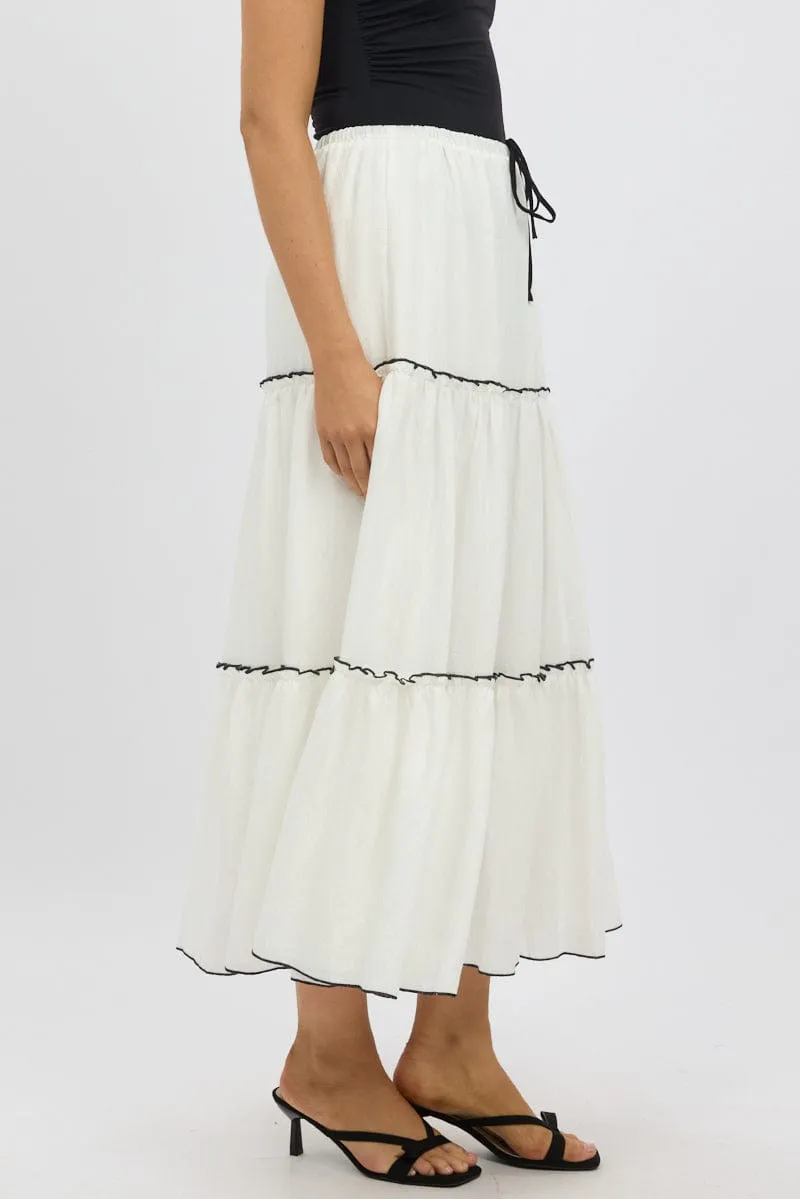 White Tiered Maxi Skirt Urban Style