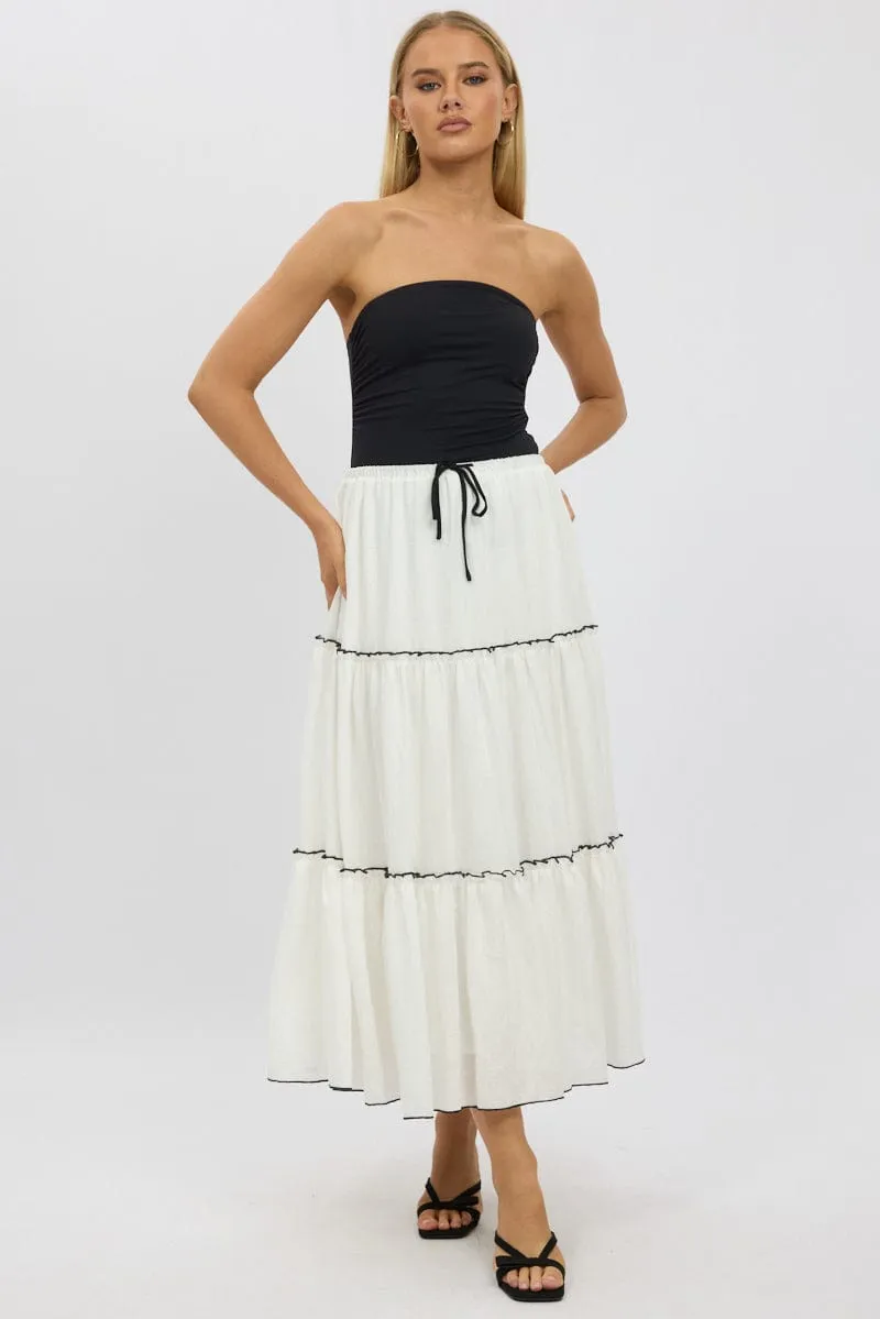 White Tiered Maxi Skirt Cruise Attire