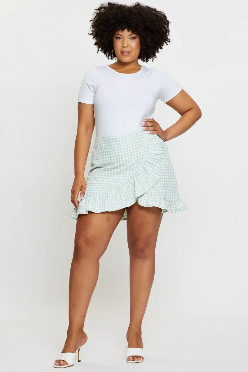 Check Skort Skirt High Rise Frill Hem Cashmere Touch