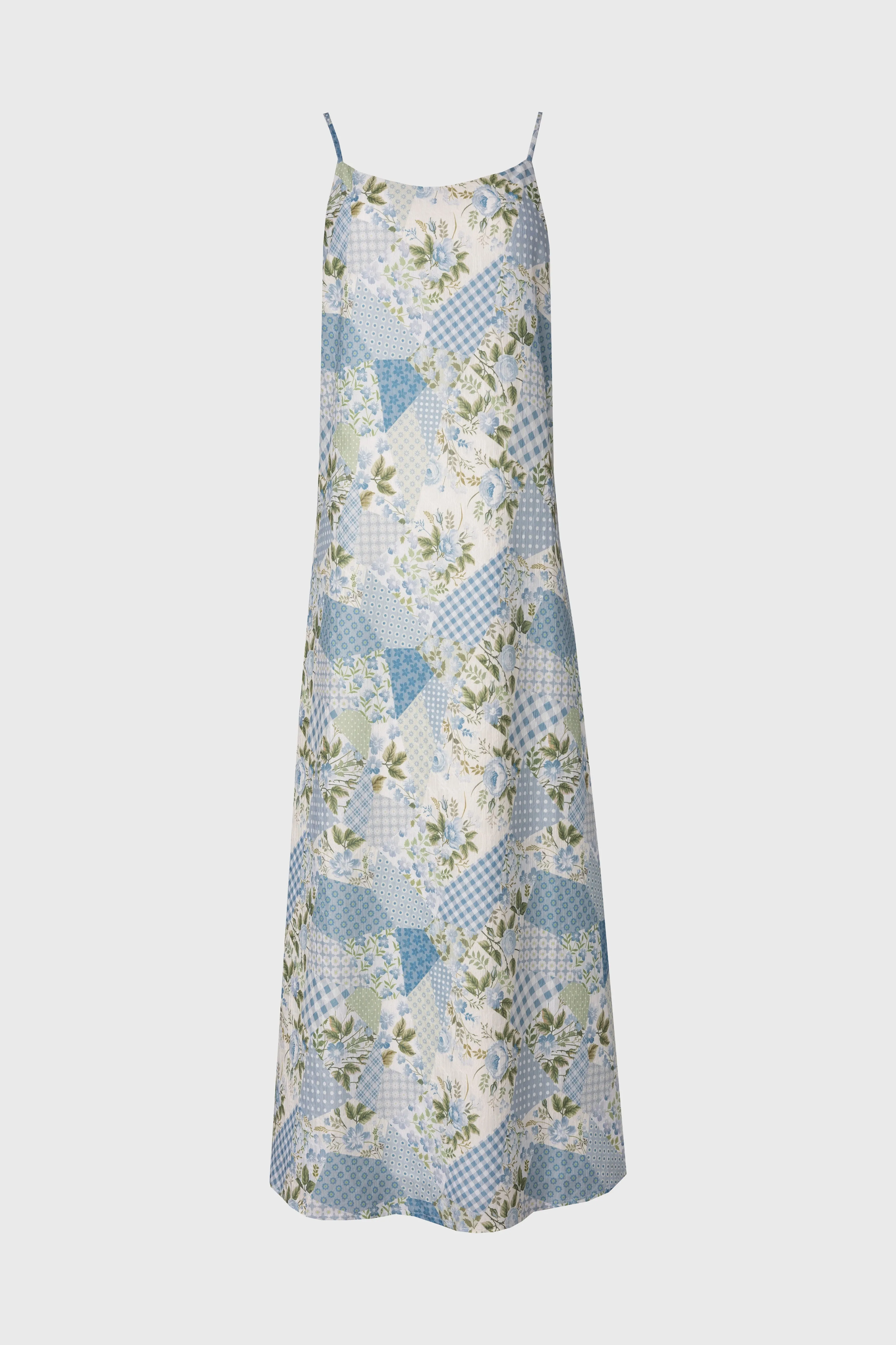 Compact Packable Design Sporty Gear Blue Patchwork Printed Slip Dress