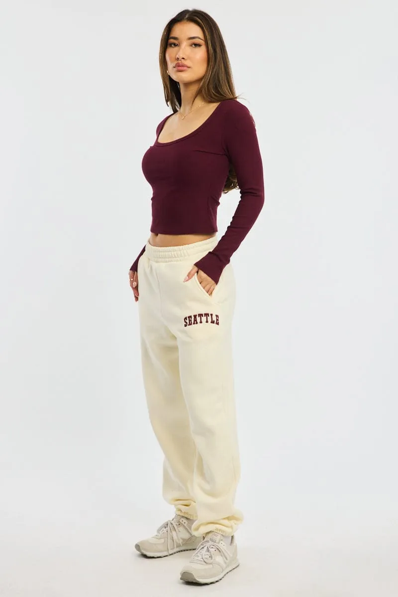 White Track Pants Jogger SlimFit