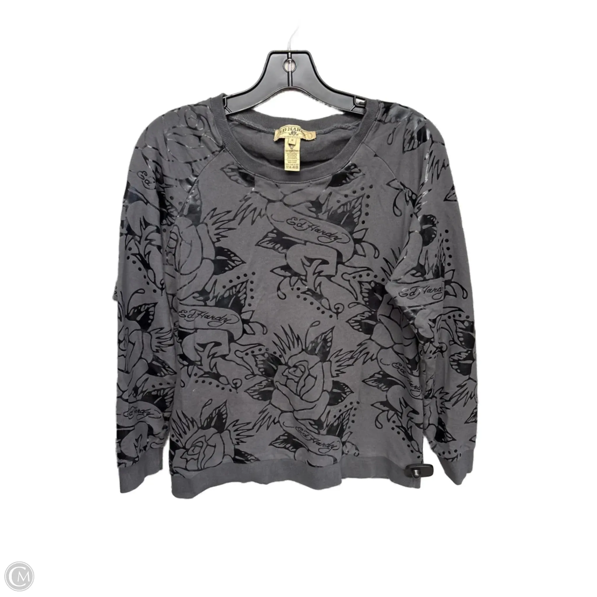 Sweatshirt Crewneck By Ed Hardy In Grey, Size: M Versatile Dress