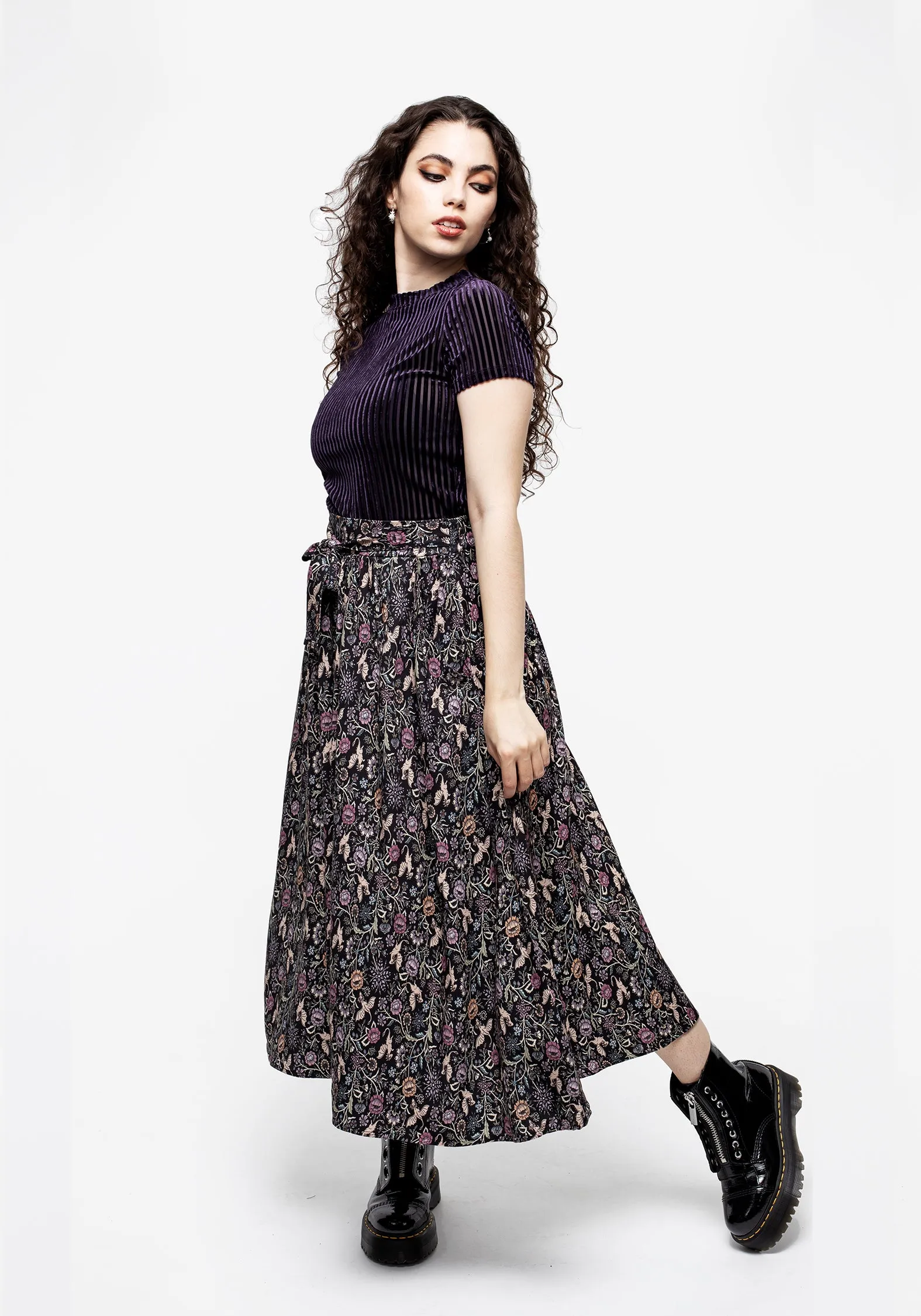 Snapdragon Tie Detail Midi Skirt Cozy Vibe