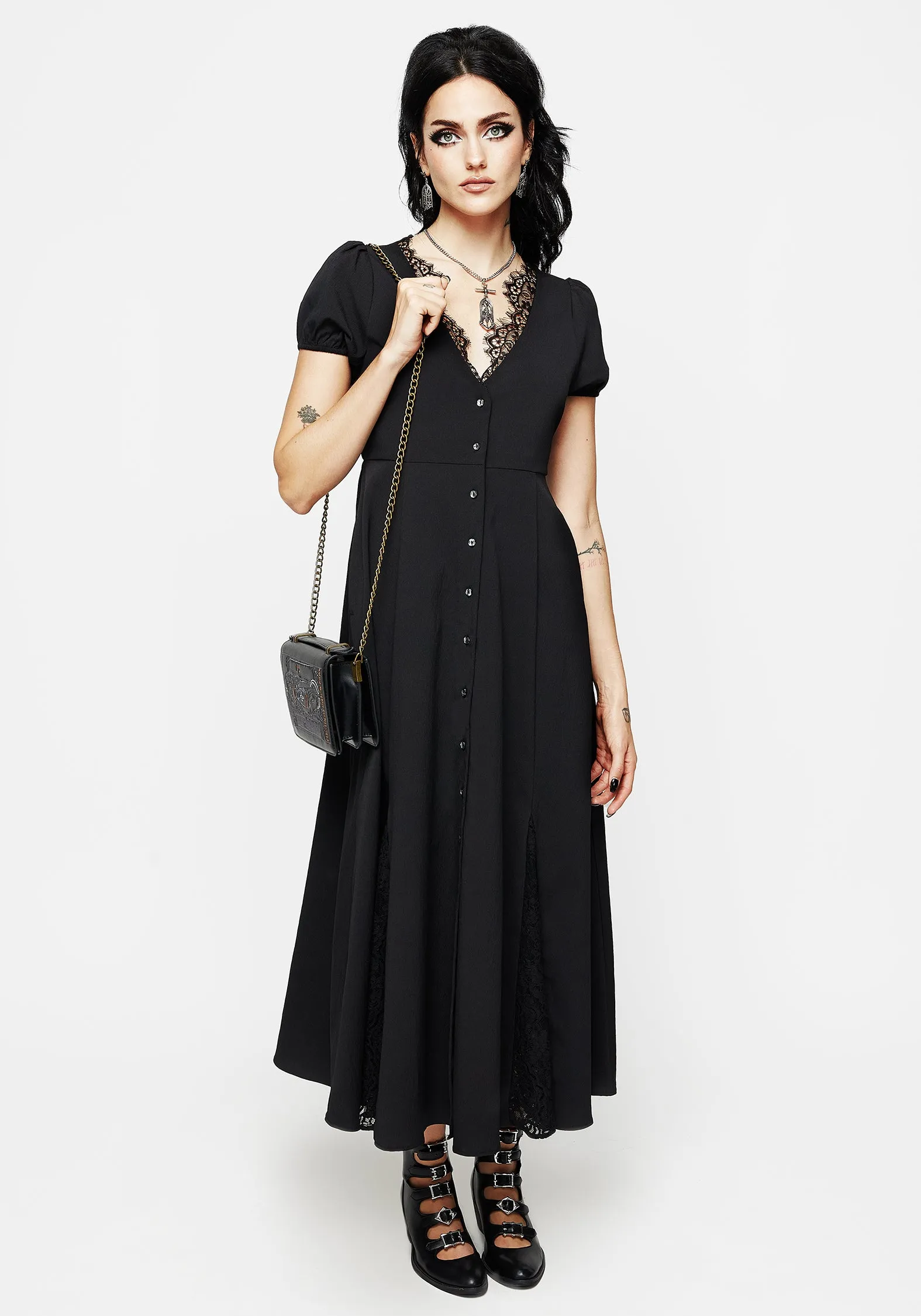 Diamond Shine Taissa Floral Lace Button Up Midaxi Dress