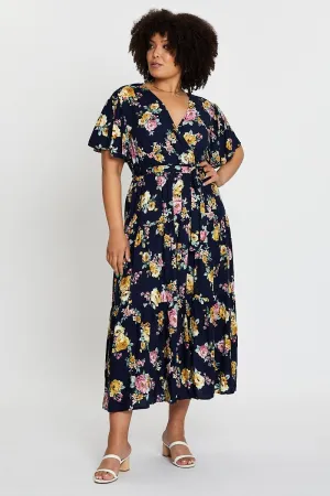Floral Print Short Sleeve Tieredmaxi Dress Beautiful event maxi