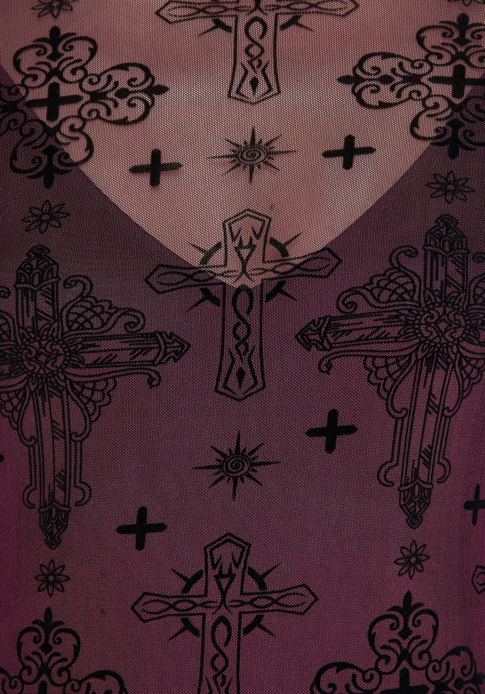 Dance Floor Priestess Flocked Mesh Maxi Dress - Purple