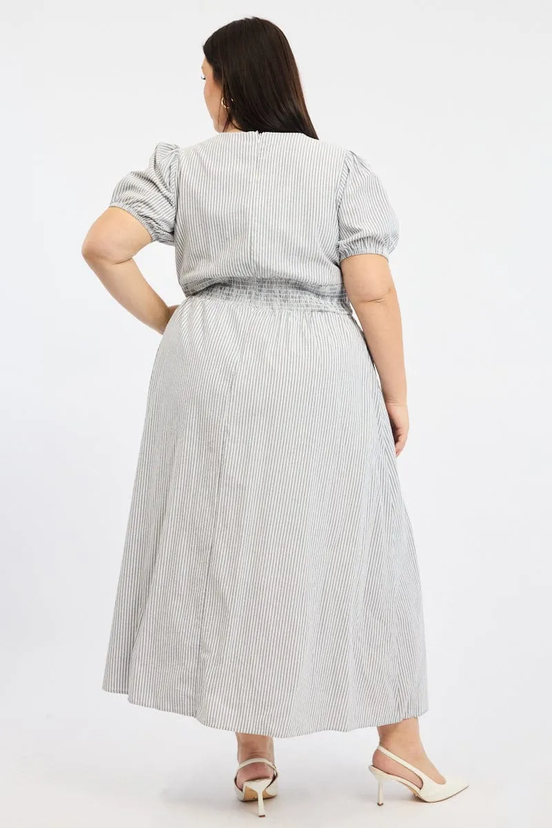 Timeless and classic maxi Black Stripe Maxi Dress Short Sleeve