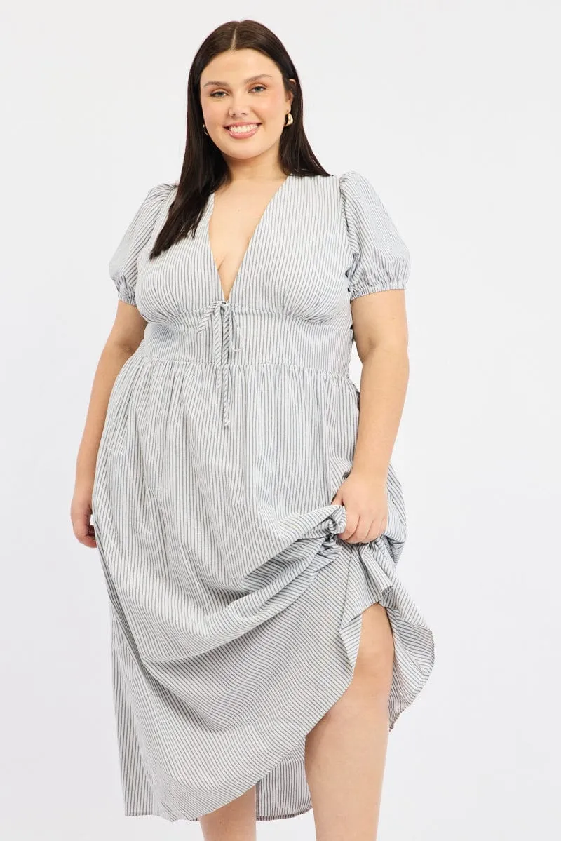 Blue Sky This maxi dress offers the perfect combination of comfort and elegance for everyday wear Black Stripe Maxi Dress Short Sleeve