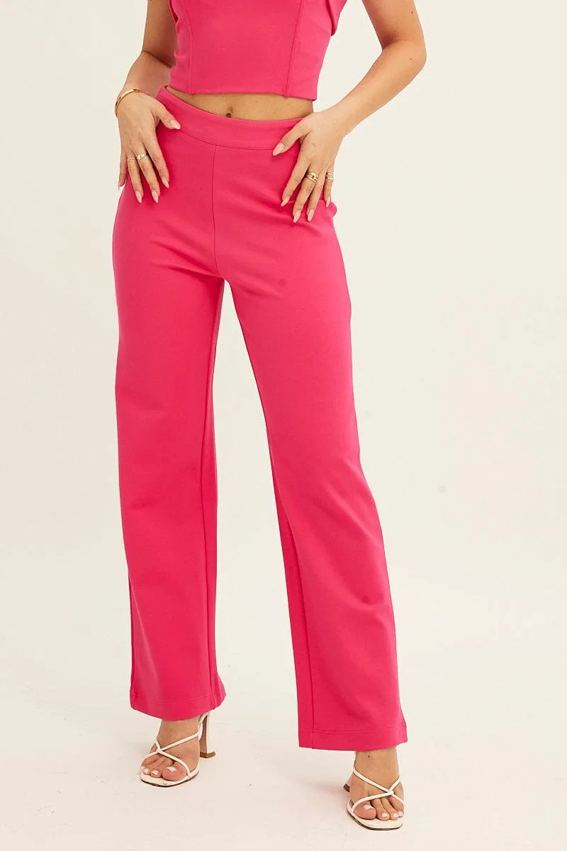 BreathableLining Compact Packability Pink High Waist Pant Straight Leg