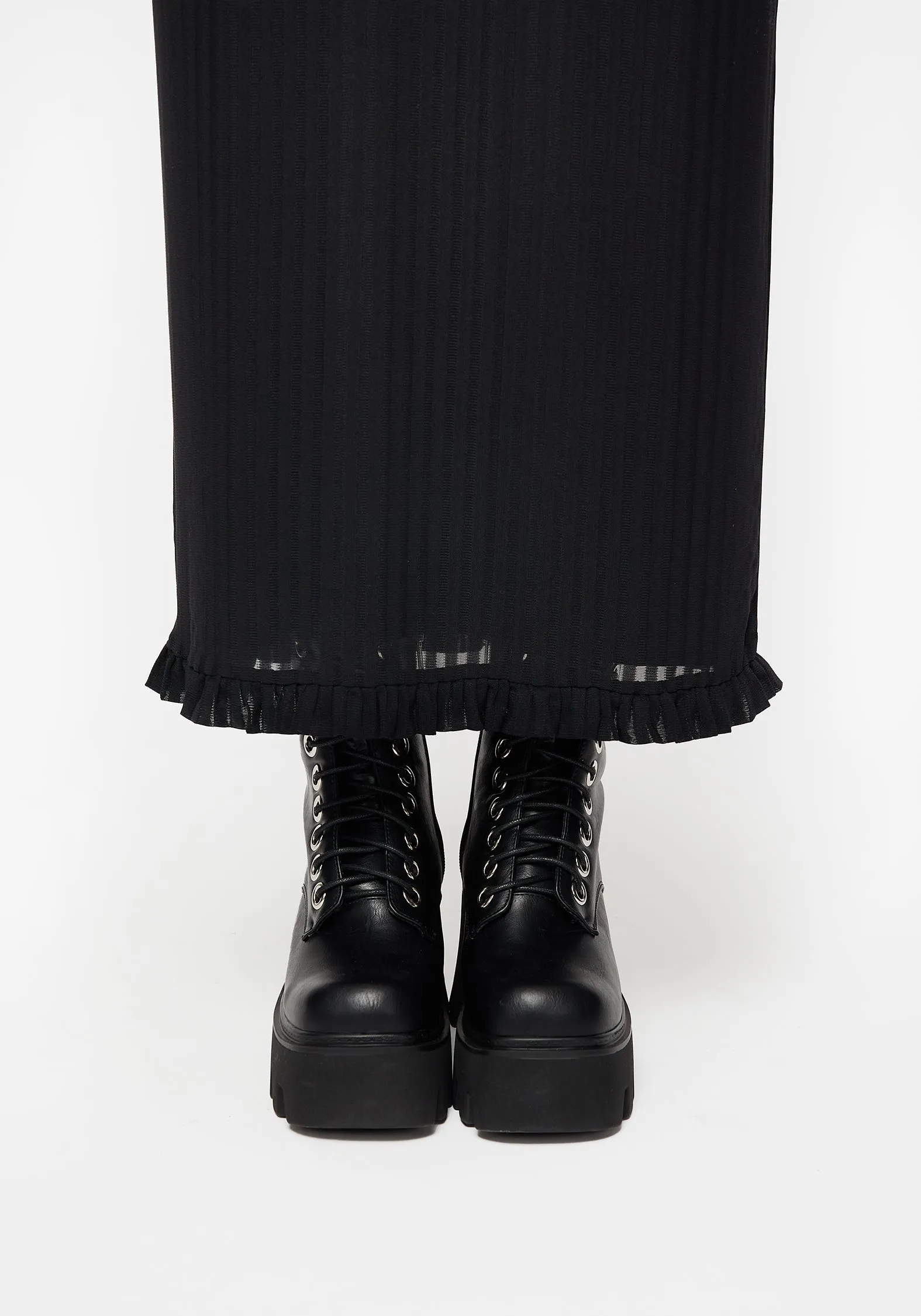 Comfortable night dress Mourning Ruffle Detail Mesh Short Sleeve Maxi Dress