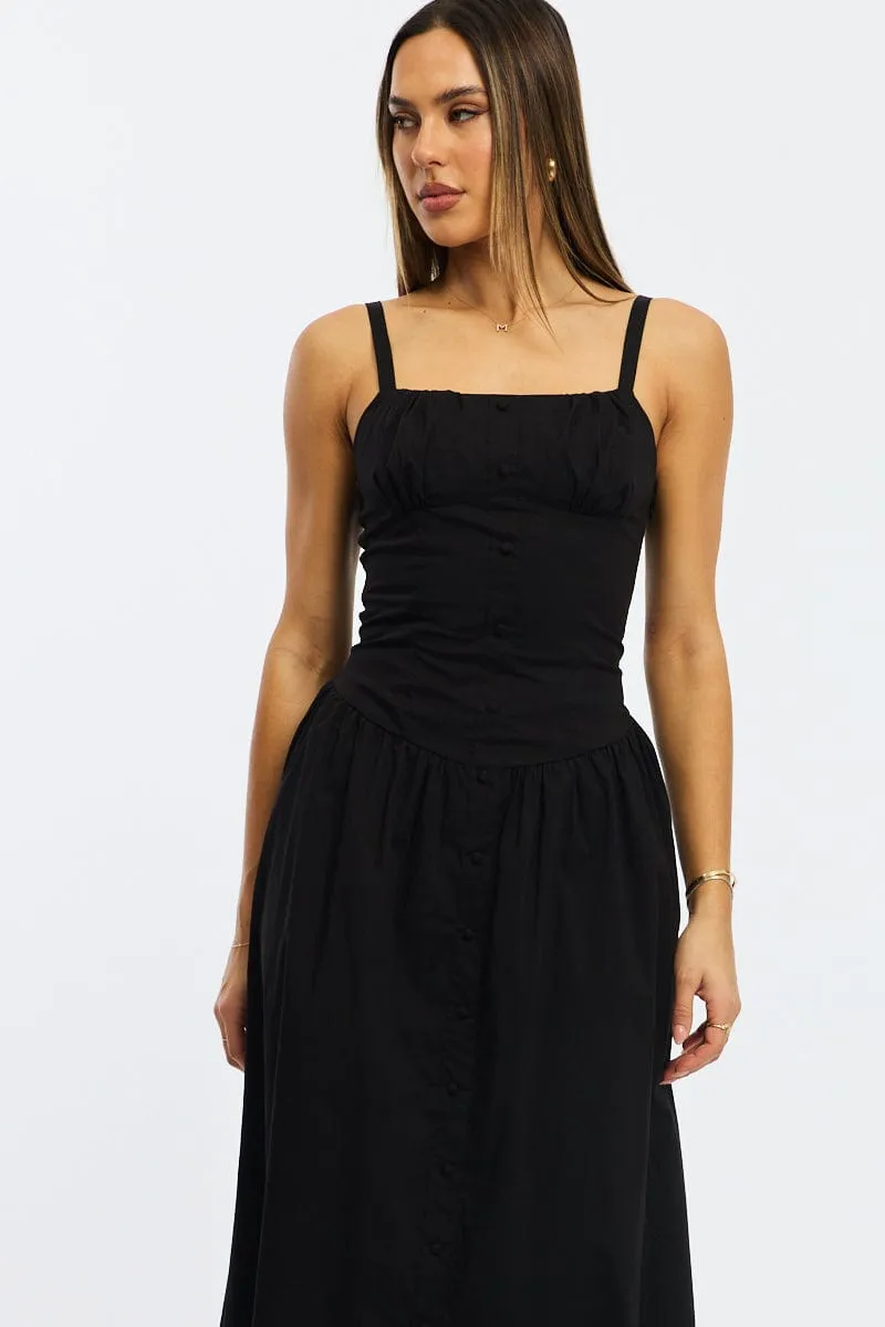 Black Midi Dress Sleeveless Poplin Stylish Choices