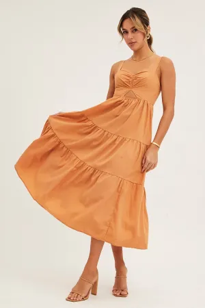 Beige Cut Out Midi Dress Jade Glow Versatile Wear