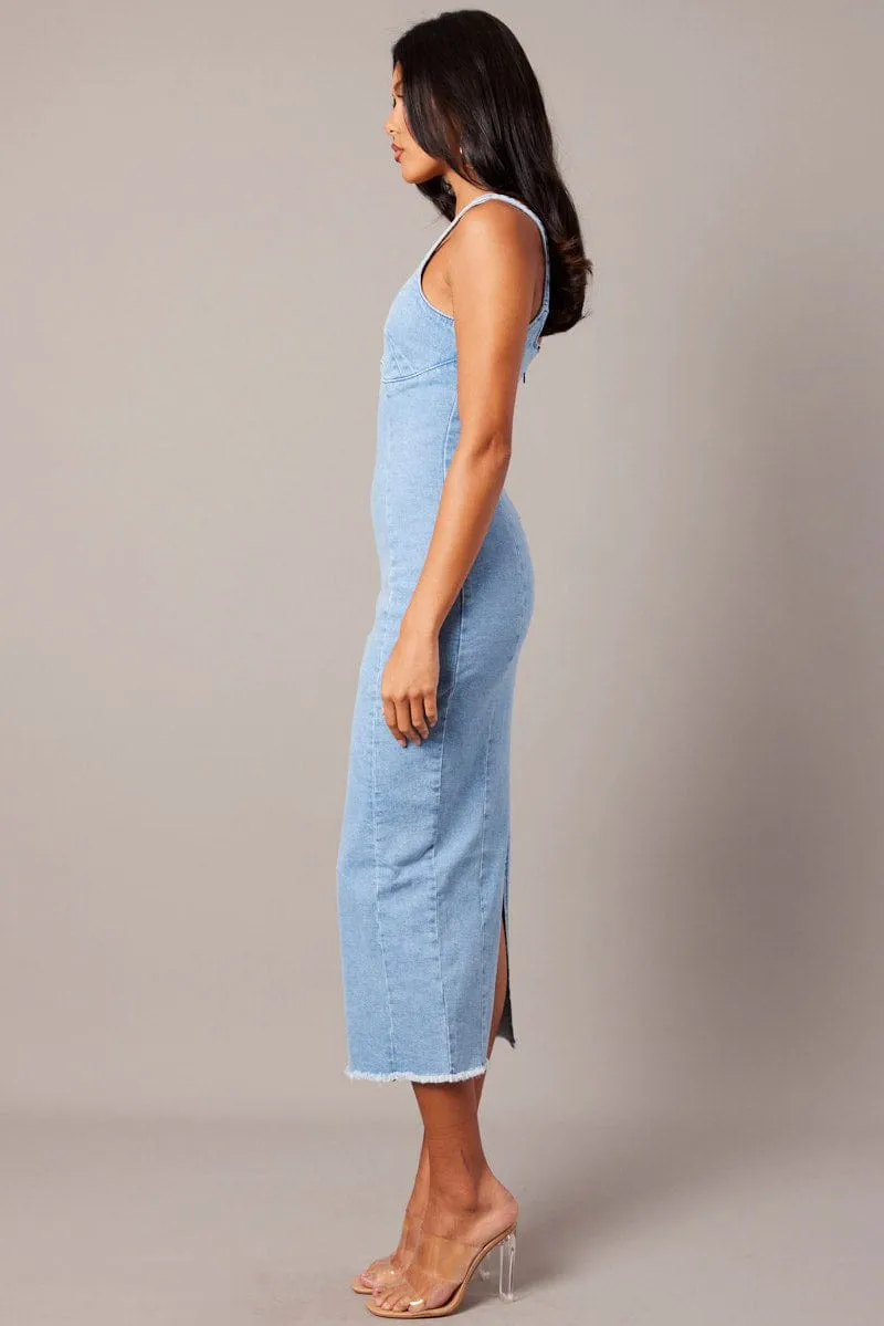 Denim Midi Dress Sleeveless Denim Effortless Glam