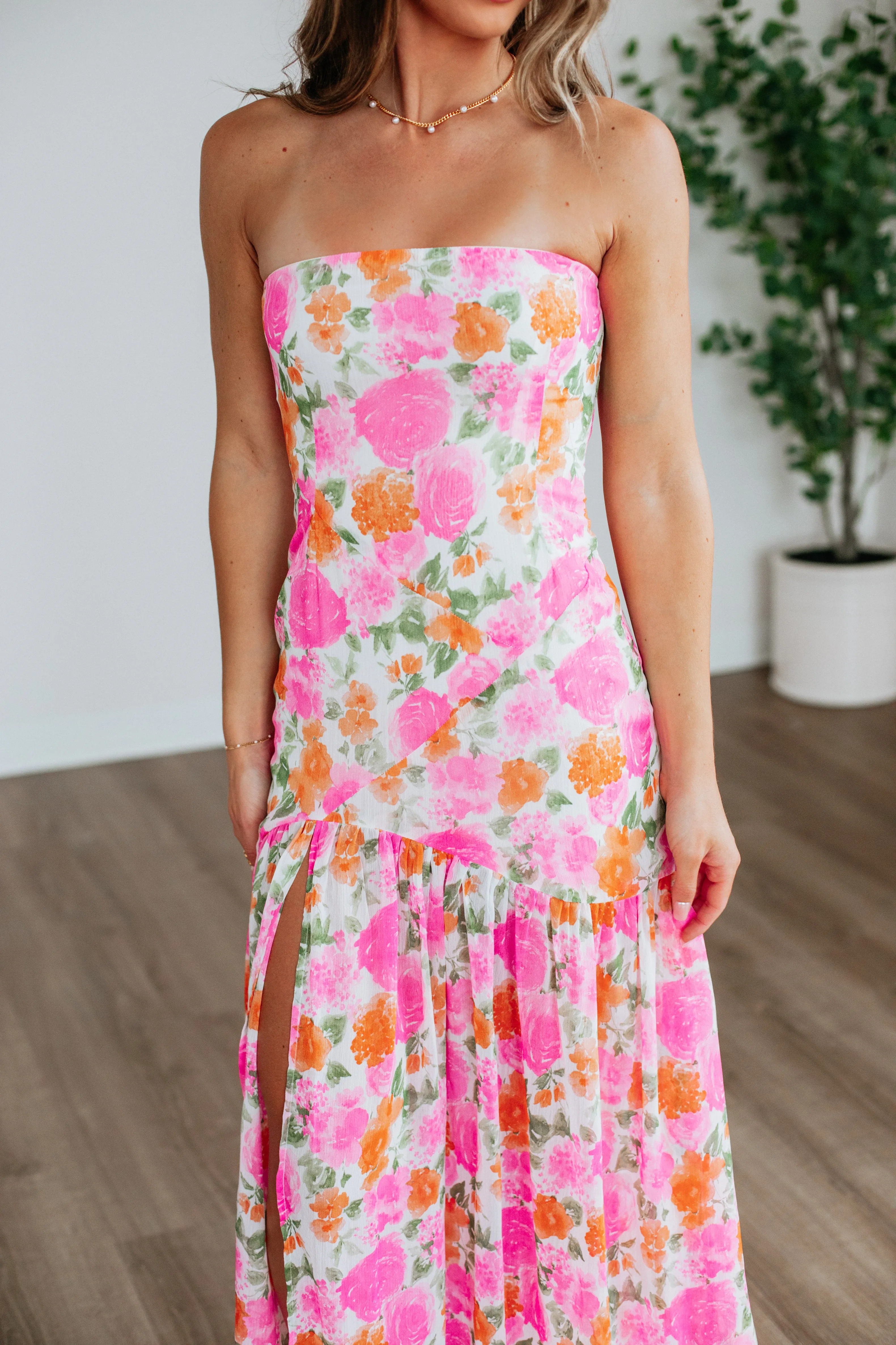 Belt Tie Crystal View Audrey Floral Dress