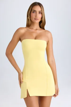 Floral Wear Shoot Ready Bandeau Neckline Mini Dress in Lemon Sherbet