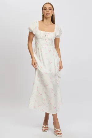 Pink Ditsy Midi Dress Short Sleeve Side Split Star Rise Vibrant Style