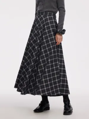 Layer Combo Evening Outing Plaid Women A-Line Skirt With Scrunchie