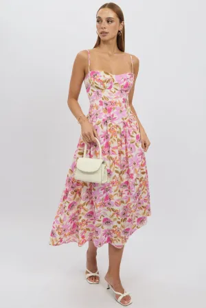 Multi Floral Midi Dress Corset Detail New Yorker Casual weekend midi