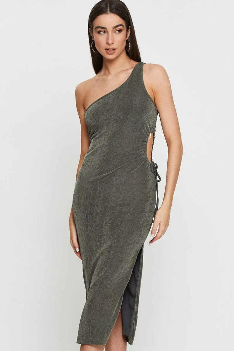 Green Midi Dress Bodycon Effortless chic dress Crisp Wind