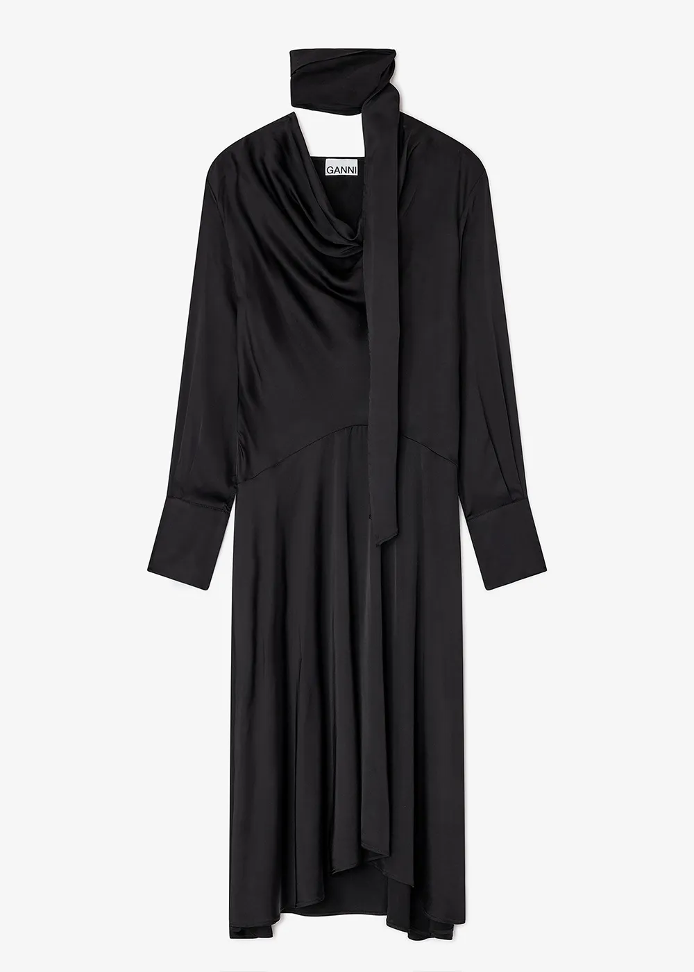 Solid Stretch Satin Cowl Scarf Midi Dress Poetic Mood