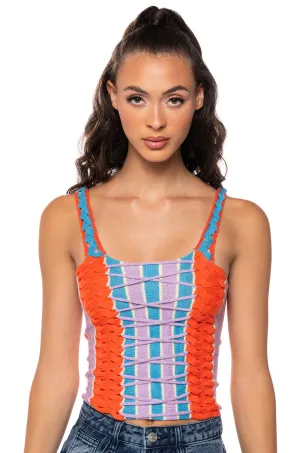 Cold Climate CALIFORNIA DREAMING KNIT LACE UP TANK TOP