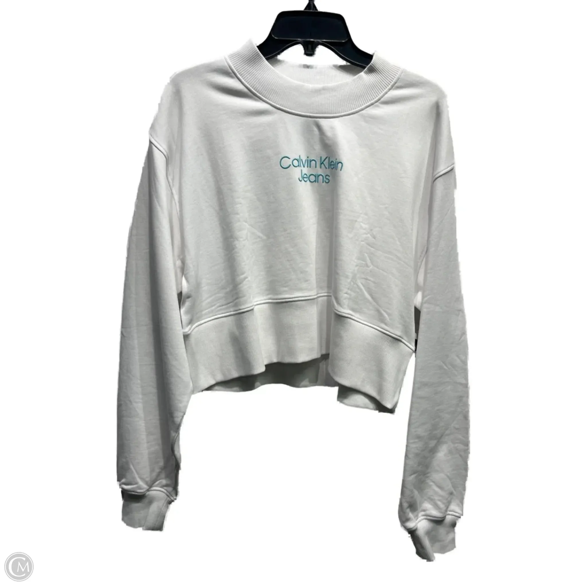 Legend Fit WaterRepellentFinish Sweatshirt Crewneck By Calvin Klein In Blue & White, Size: Xl