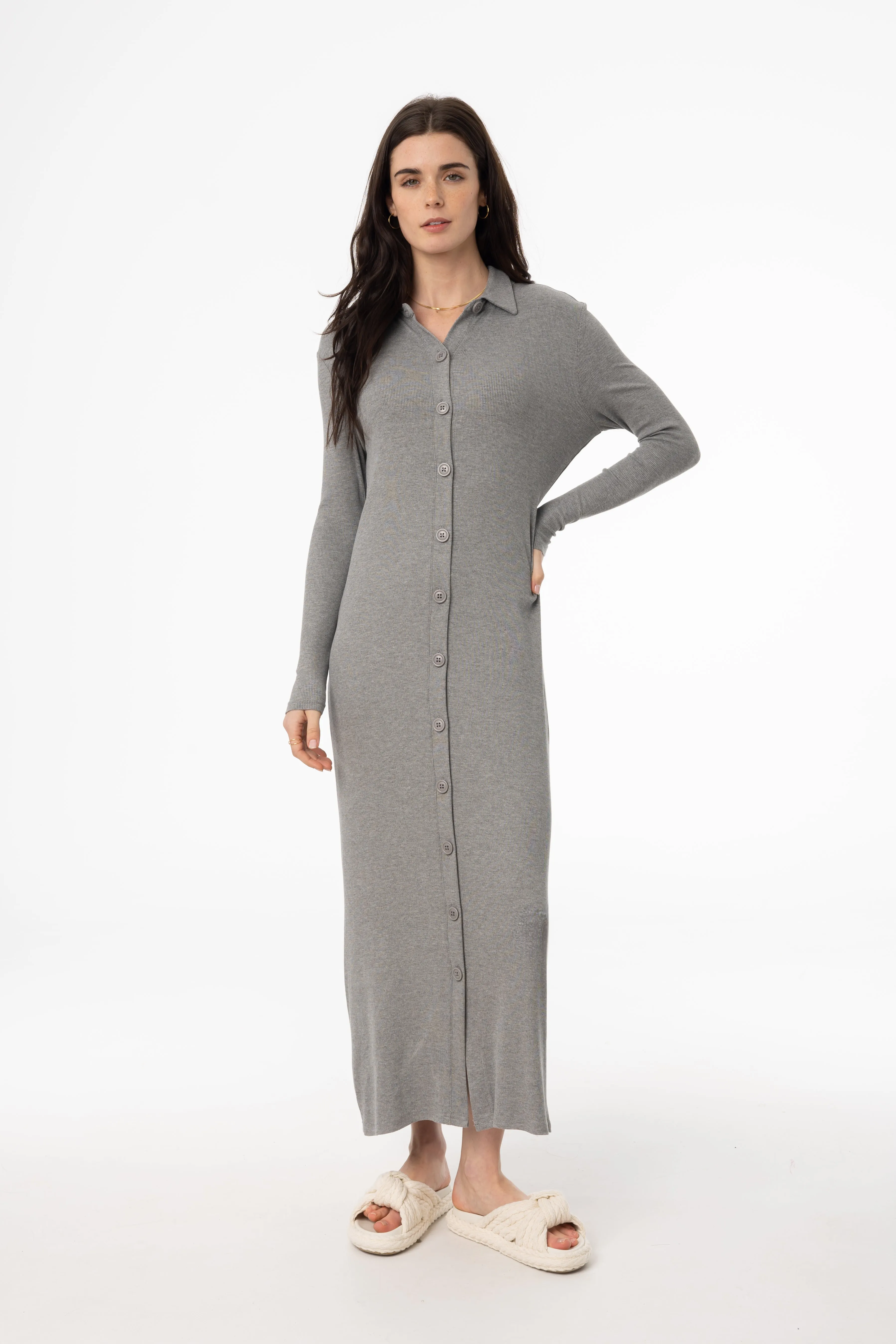 Grey Cardi Maxi Dress Linen Soul