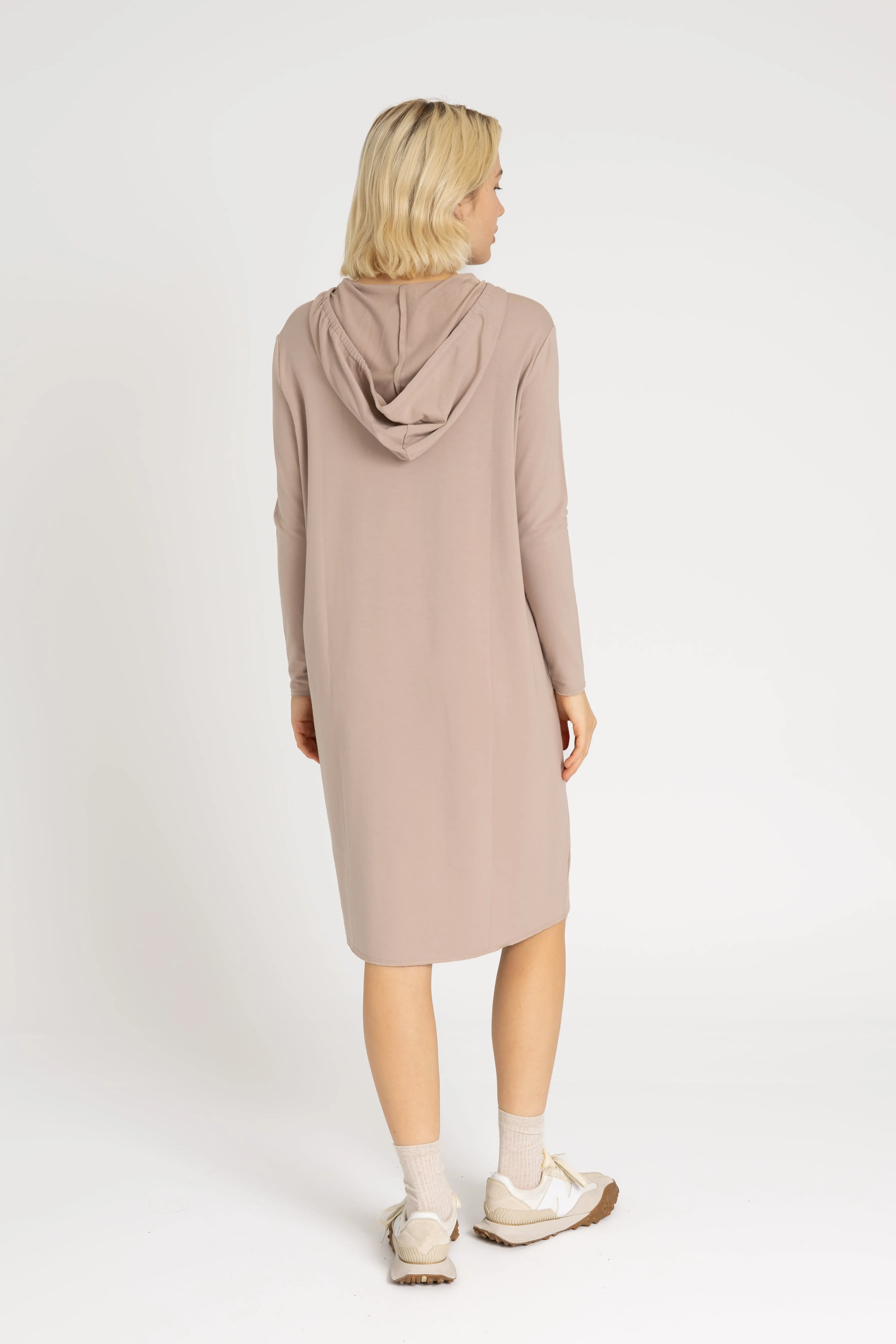 Bone Drawstring Hoodie Dress Winter Protection