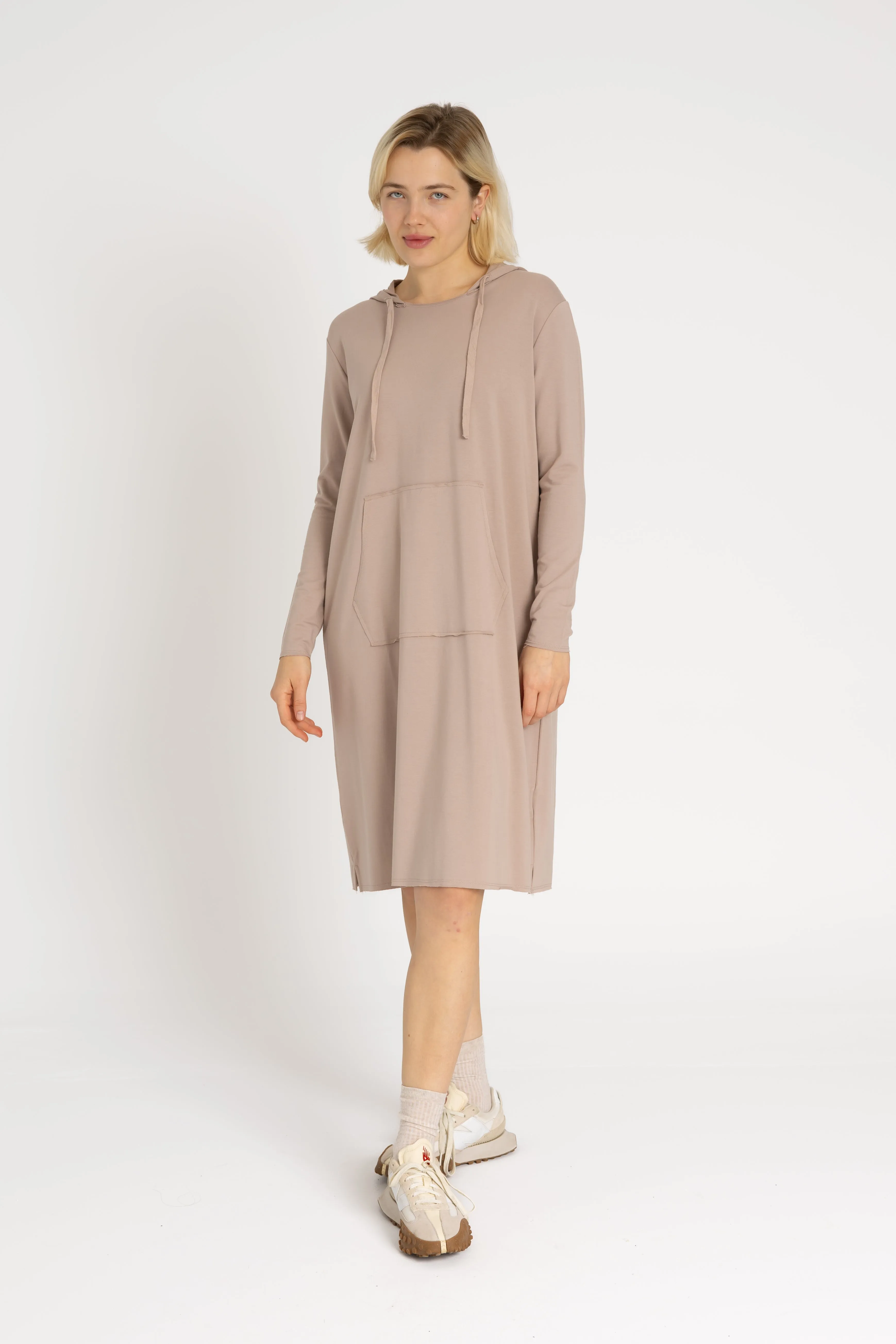 Bone Drawstring Hoodie Dress Wardrobe Essential