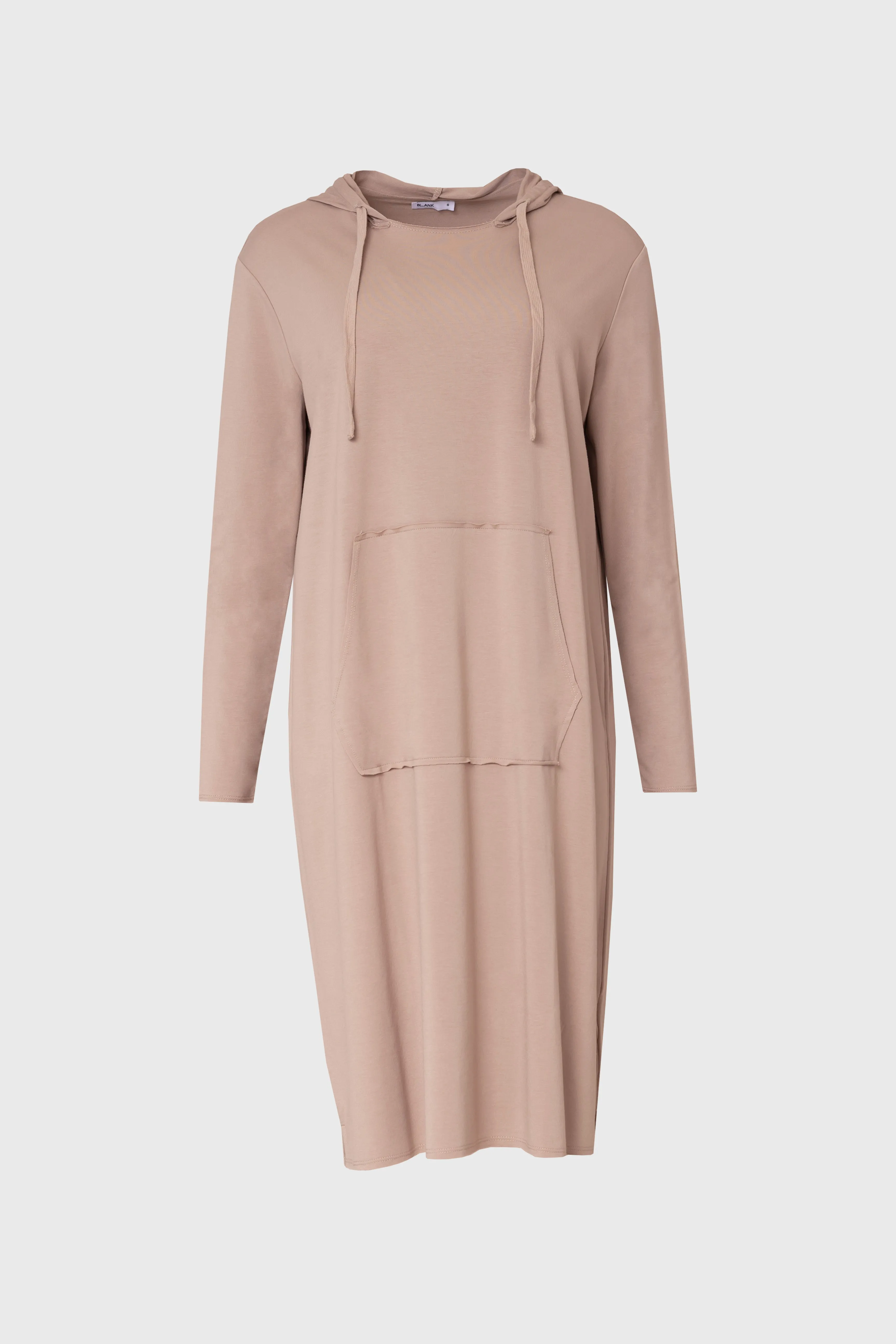 Natural Fiber Blend Bone Drawstring Hoodie Dress