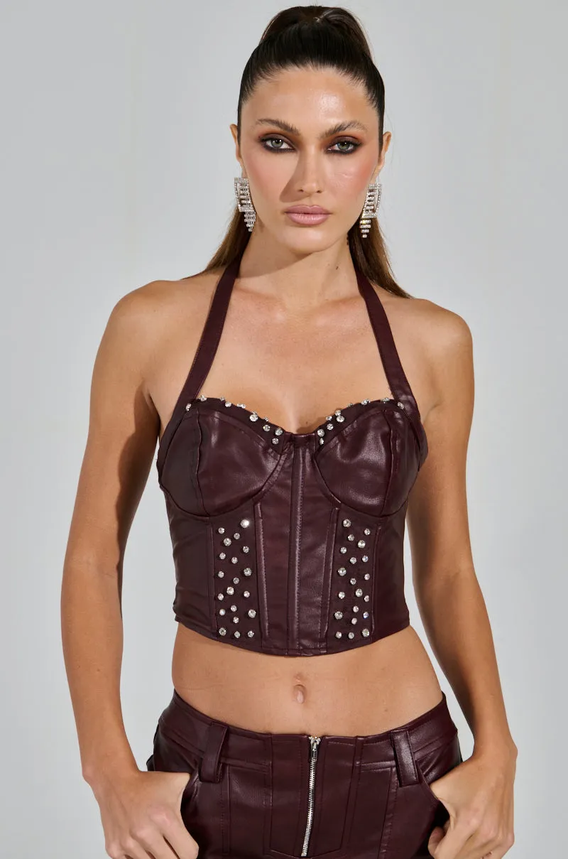 Low Bulk Design TEMPTATION'S BEST FRIEND CORSET IN BURGUNDY