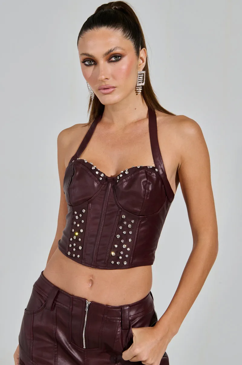 TEMPTATION'S BEST FRIEND CORSET IN BURGUNDY No Slip Interior
