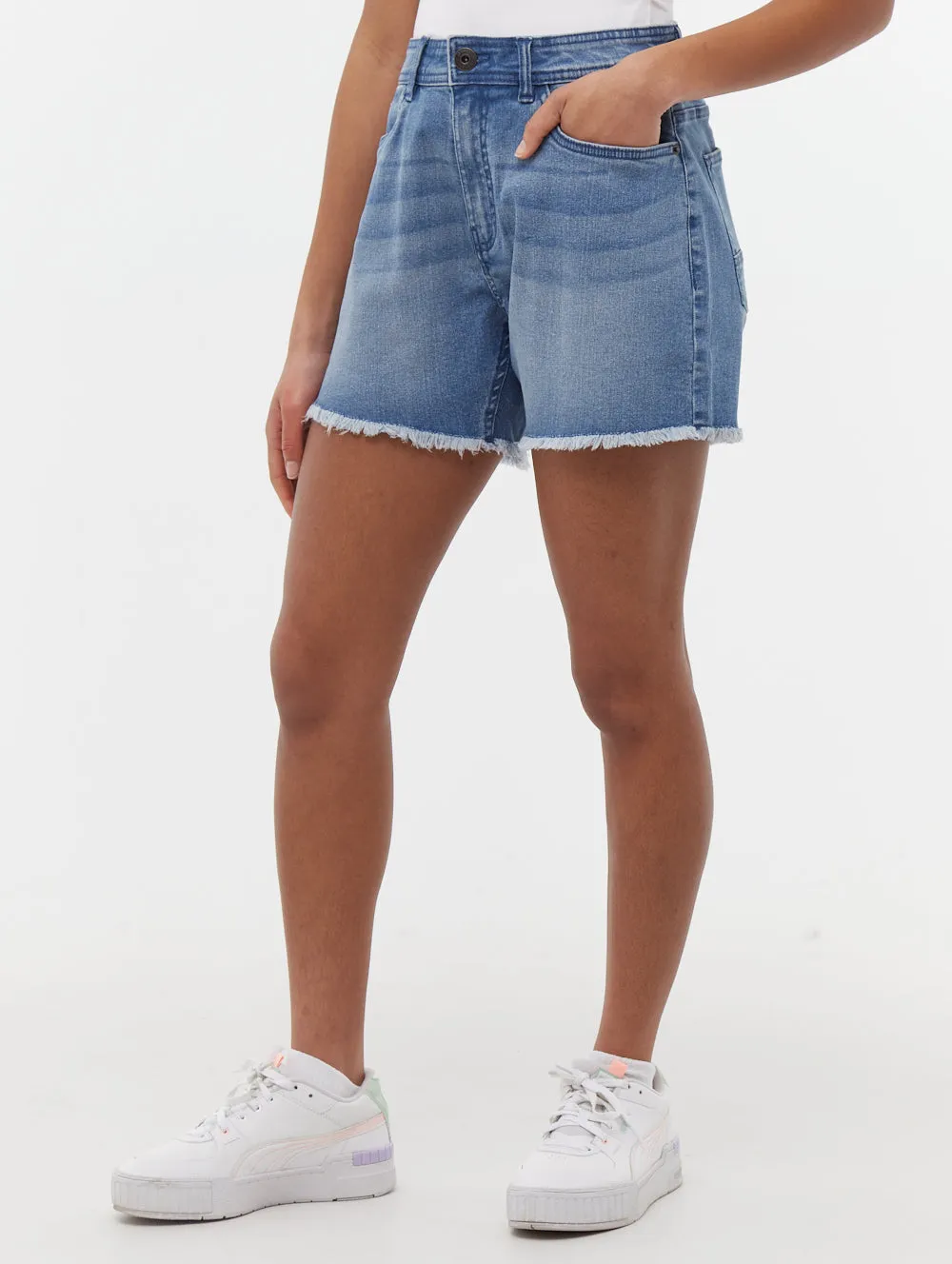 Tagless Labeling FrictionResistant Kaylie High Rise Jean Shorts