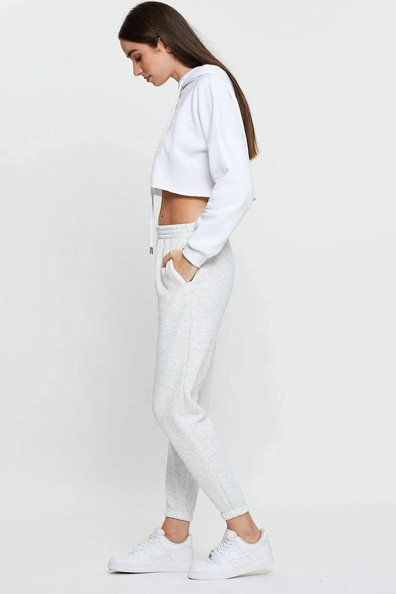 Grey Track Pants High Rise Modern Style