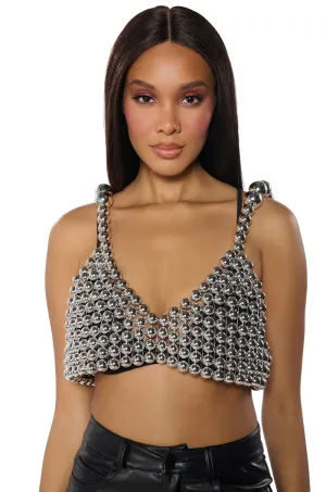 METALLIC BEADED BRA Chafe Resistant Fabric