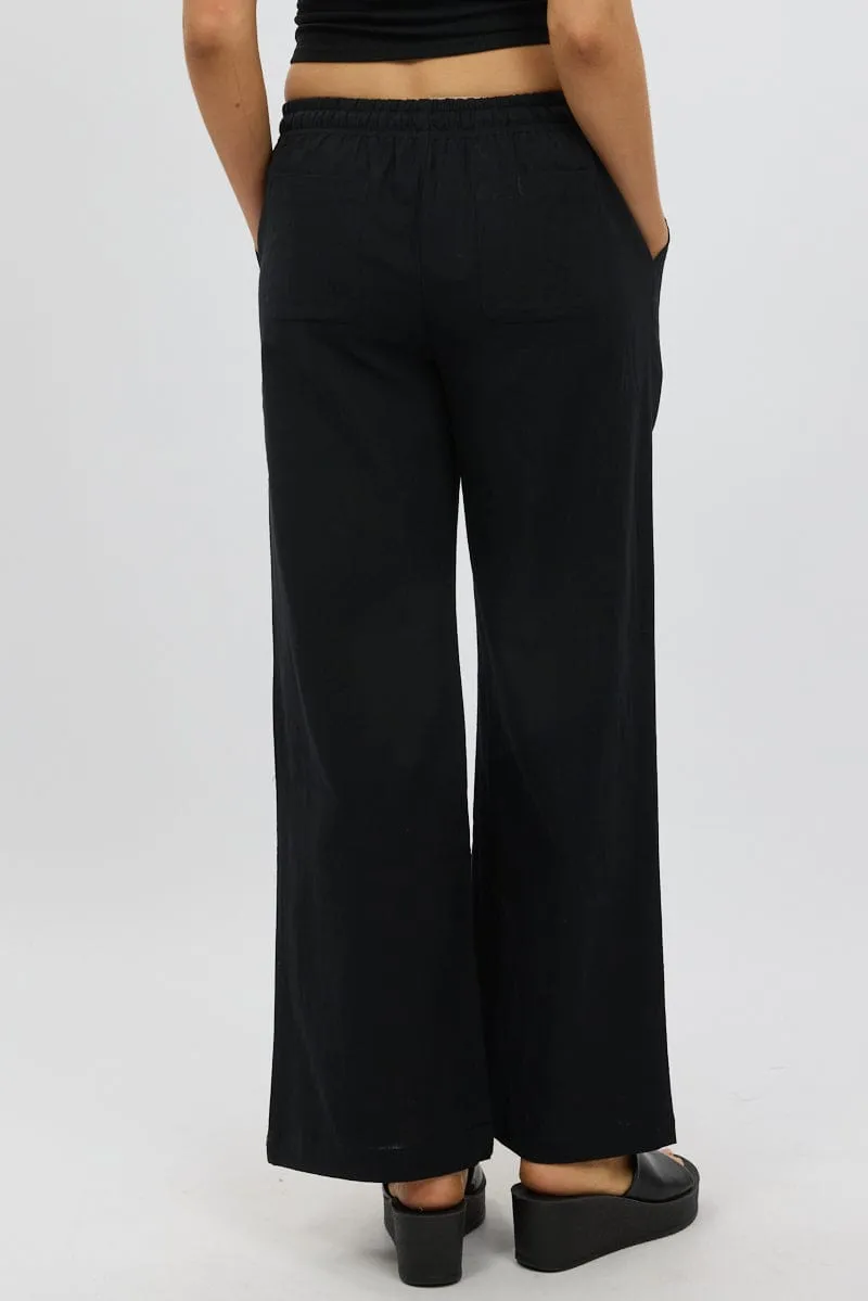 Minimal Look Black Wide Leg Pants Elasticated