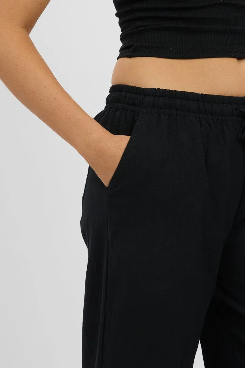 Black Wide Leg Pants Elasticated Casual Comfort Look Odor Control Treatment