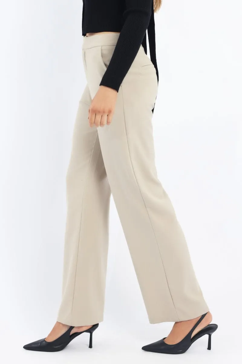 WindproofLayer AntiSnagZippers Beige Slim Pant Straight Fit