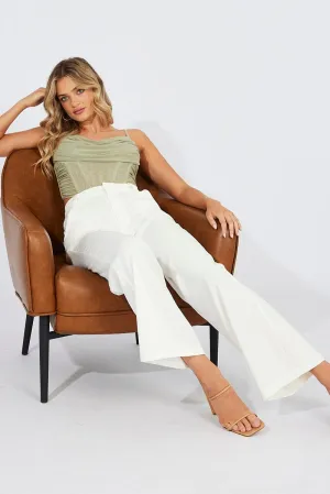 Quality Material windproof White Wide Leg Pants High Rise