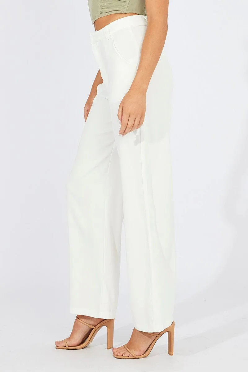 White Wide Leg Pants High Rise quick dry