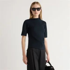 Pauline Ribbed Asymmetric-Neck Top ethical Seam Free Back
