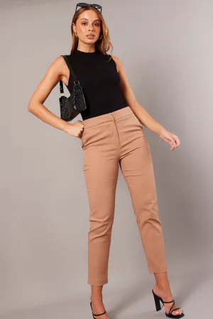AntiStaticTreatment Brown Slim Pants High Rise
