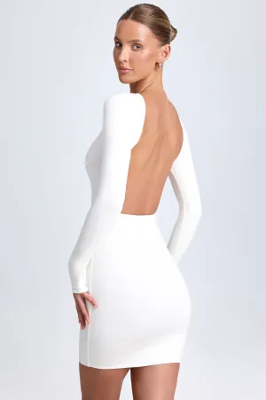 Open-Back Bodycon Mini Dress in White Flirty Look Evening Glow